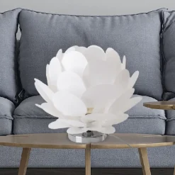 Tafellamp Fora in bloemvorm, wit