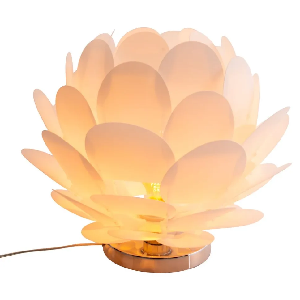 Tafellamp Fora in bloemvorm, wit