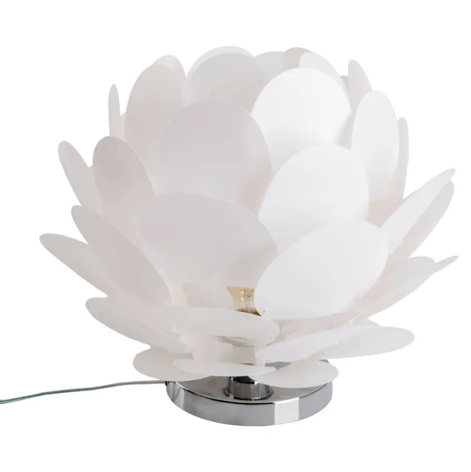 Tafellamp Fora in bloemvorm, wit