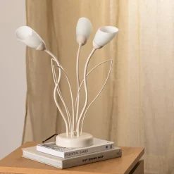 Tafellamp Gloriosa, crème, glas, 3-lamps