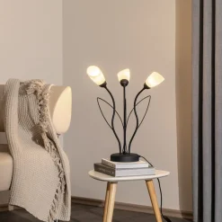 Tafellamp Gloriosa, zwart, glas, 3-lamps