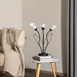 Tafellamp Gloriosa, zwart, glas, 3-lamps