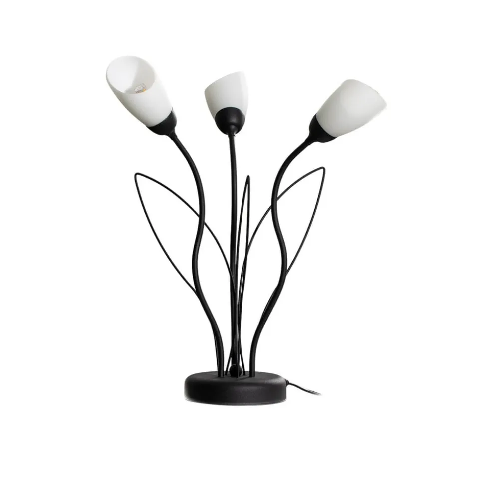 Tafellamp Gloriosa, zwart, glas, 3-lamps