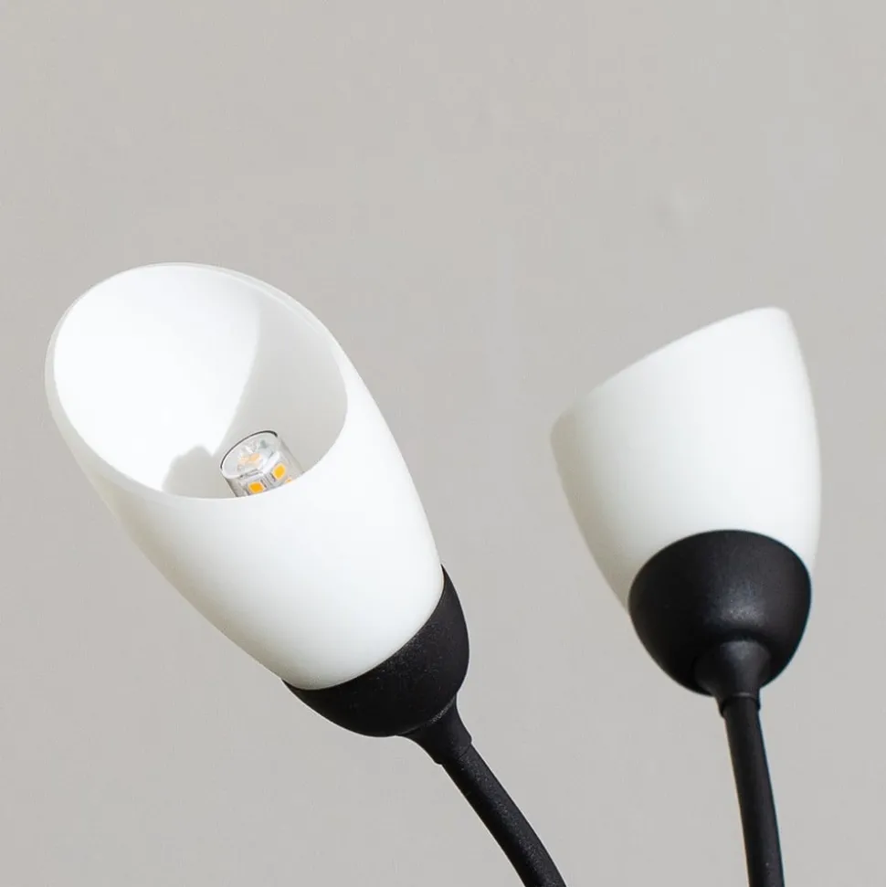 Tafellamp Gloriosa, zwart, glas, 3-lamps