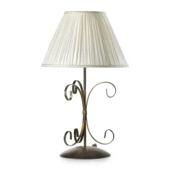 Tafellamp Grande Odino, 1-lamp, bronskleurig, textiel