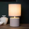 Tafellamp Greasby met stoffen kap, beige
