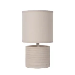 Tafellamp Greasby met stoffen kap, beige