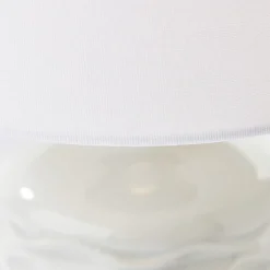 Tafellamp Ilysa stoffen kap wit, keramische voet