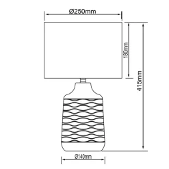Tafellamp Ilysa stoffen kap wit, keramische voet