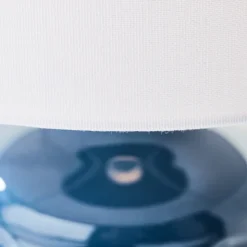 Tafellamp Ilysa stoffen kap wit, keramische voet