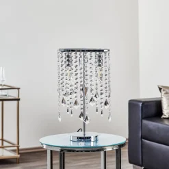 Tafellamp Laila met kristallen hangelement, 2-lamps