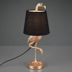 Tafellamp Lola met flamingo-figuur, zwart/goud