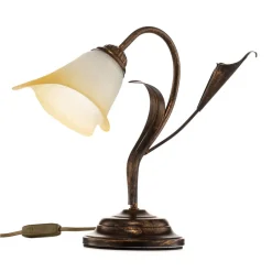 Tafellamp Lucrezia in brons met bloemenkap