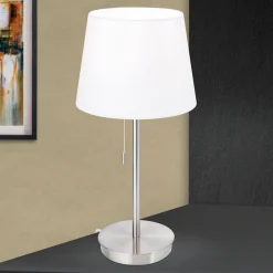 Tafellamp Ludwig met USB-poort wit/nikkel mat