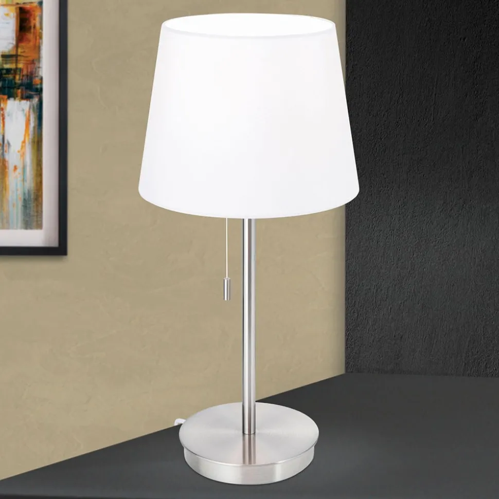 Tafellamp Ludwig met USB-poort wit/nikkel mat