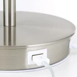 Tafellamp Ludwig met USB-poort wit/nikkel mat
