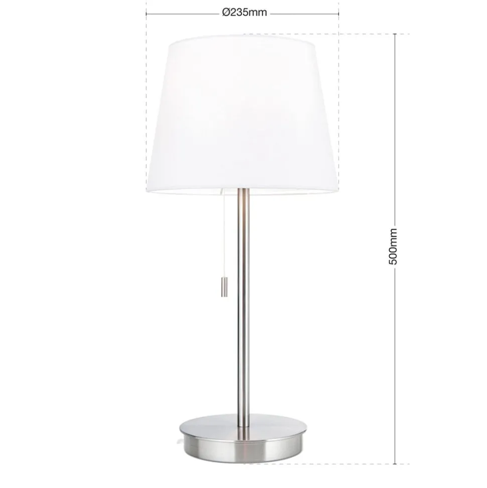 Tafellamp Ludwig met USB-poort wit/nikkel mat