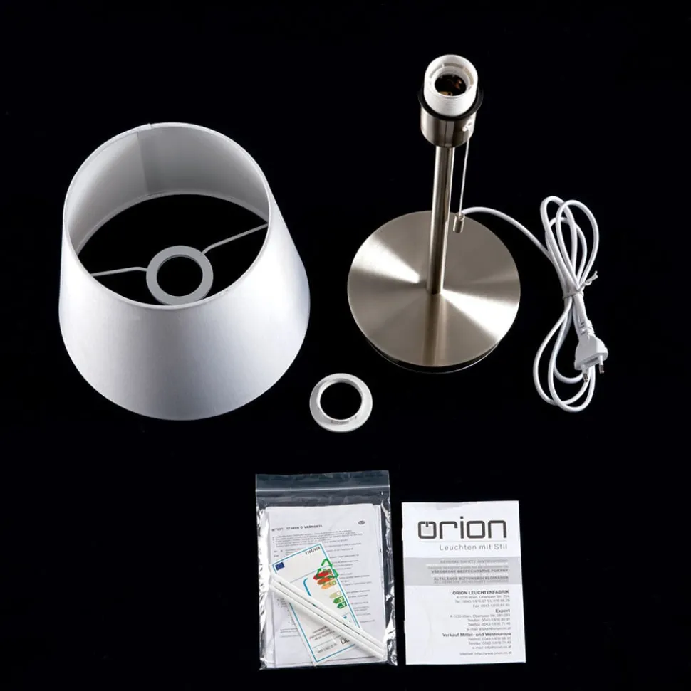 Tafellamp Ludwig met USB-poort wit/nikkel mat