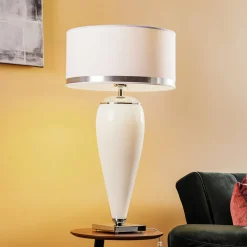 Tafellamp Lund, wit/opaal, hoogte 70 cm