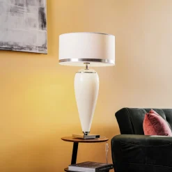 Tafellamp Lund, wit/opaal, hoogte 70 cm