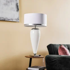 Tafellamp Lund, wit/opaal, hoogte 70 cm