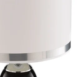 Tafellamp Lund, zwart/wit, hoogte 60 cm, textiel