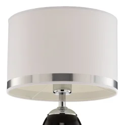 Tafellamp Lund, zwart/wit, hoogte 60 cm, textiel