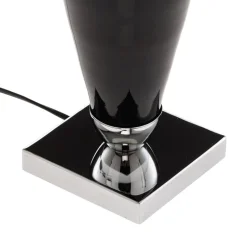 Tafellamp Lund, zwart/wit, hoogte 60 cm, textiel