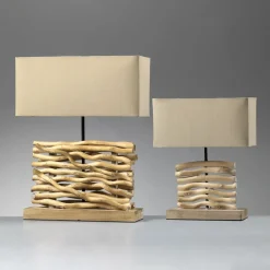 Tafellamp Marica, stoffen kap en hout, hoogte 50 cm