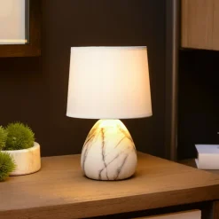 Tafellamp Marmo met keramische voet, wit