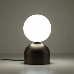 Tafellamp Miki, bruin, hoogte 21 cm, metaal/glas, G9