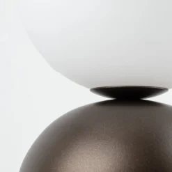 Tafellamp Miki, bruin, hoogte 21 cm, metaal/glas, G9