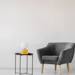 Tafellamp Miki, geel, hoogte 21 cm, metaal/glas, G9