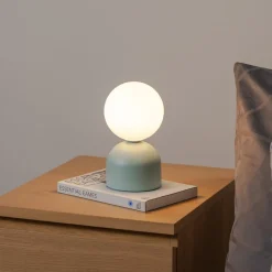 Tafellamp Miki, mintgroen, hoogte 21 cm, metaal/glas, G9