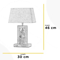 Tafellamp Miriel, hoogte 46 cm, textiel, hout