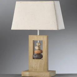 Tafellamp Miriel, hoogte 46 cm, textiel, hout