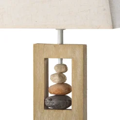 Tafellamp Miriel, hoogte 46 cm, textiel, hout