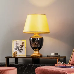 Tafellamp Mozart in spiegelend grijs/goud