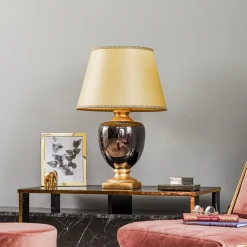 Tafellamp Mozart in spiegelend grijs/goud