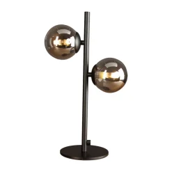 Tafellamp Neptun zwart met 2 rookglasbol
