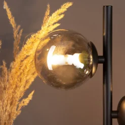 Tafellamp Neptun zwart met 2 rookglasbol