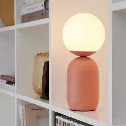 Tafellamp Notti van metaal en glas, terracotta