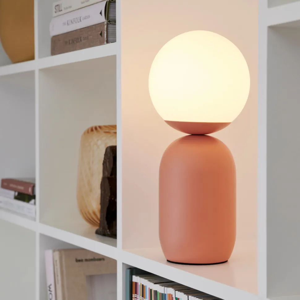 Tafellamp Notti van metaal en glas, terracotta