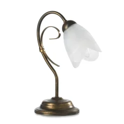 Tafellamp Odino, 1-lamp, bronskleurig, metaal, glas