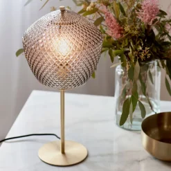 Tafellamp Orbiform, glas rookgrijs-transparant