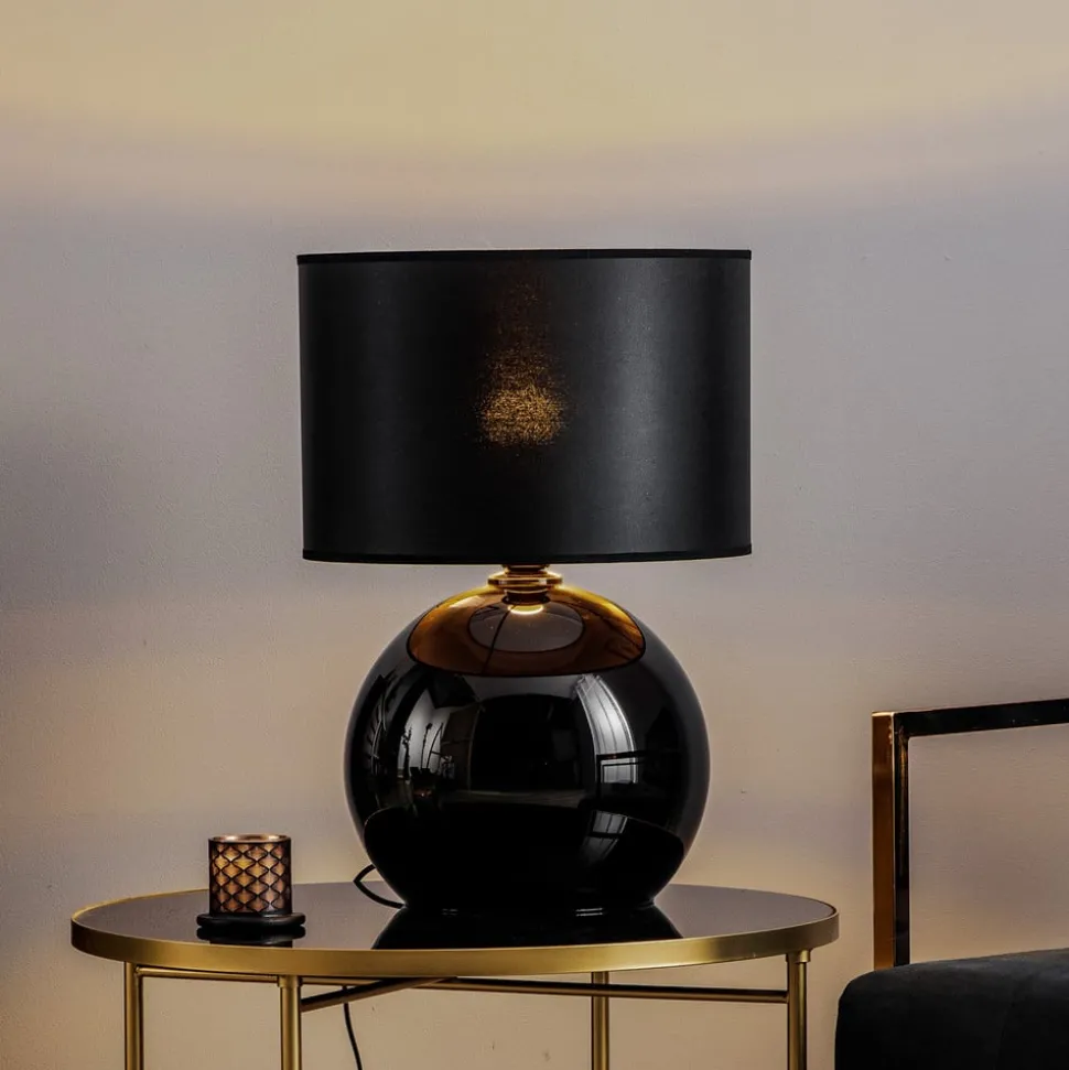 Tafellamp Palla, Ø 36 cm, zwart/goud