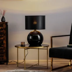 Tafellamp Palla, Ø 36 cm, zwart/goud