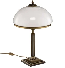 Tafellamp Petro, glas, oud messingkleurig, hoogte 50 cm