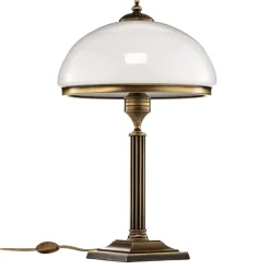 Tafellamp Petro, glas, oud messingkleurig, hoogte 50 cm