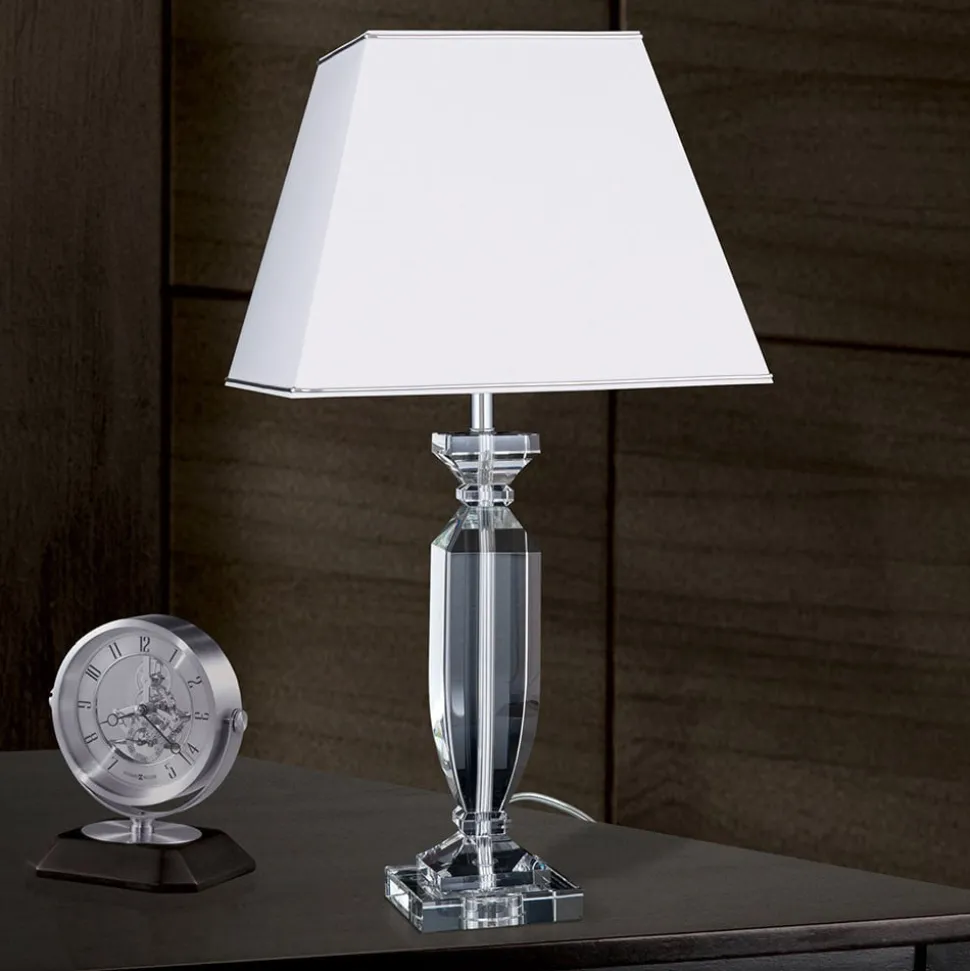 Tafellamp Pokal met kristal chroom/wit